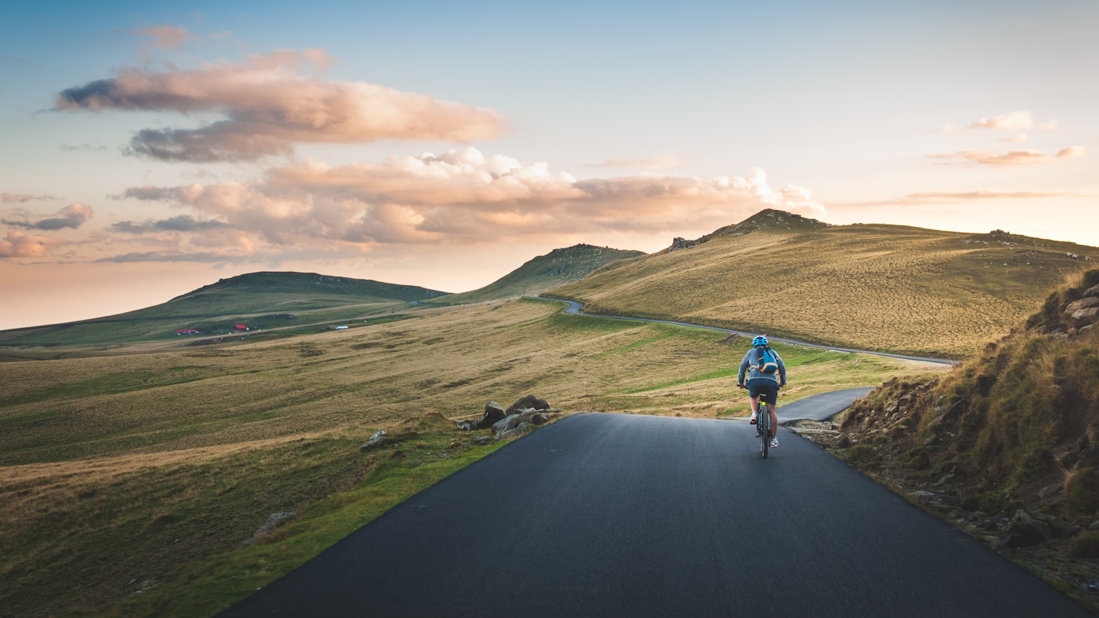 Lone cyclist on a quiet road